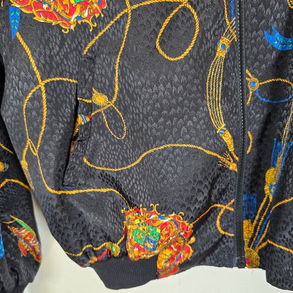 Erena by Irene Koewig Vintage 90s Track Jacket Women's S Black Crest Old Money - Picture 3 of 8